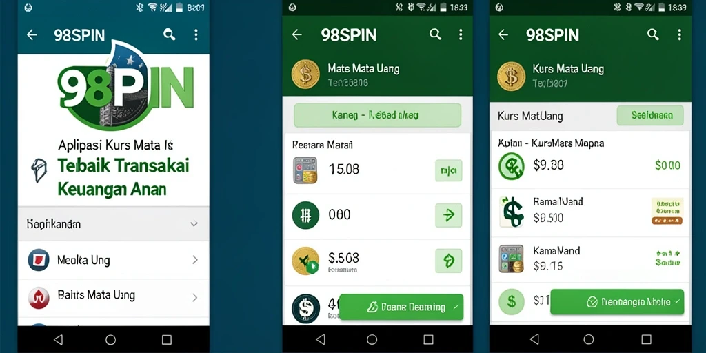Antarmuka aplikasi 98SPIN yang menampilkan grafik kurs mata uang.