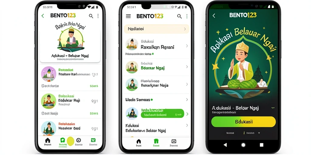 Antarmuka BENTO123 yang ramah pengguna saat belajar ngaji.
