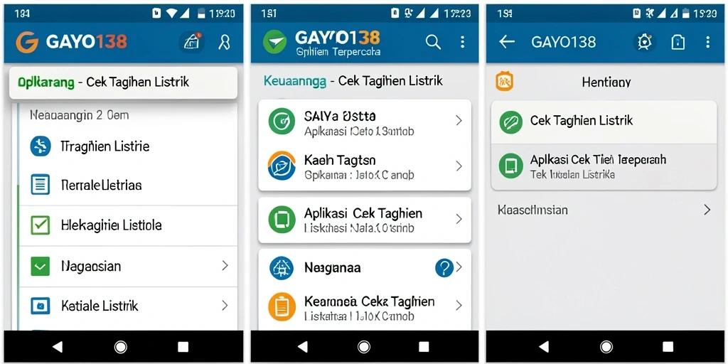 Tampilan antarmuka GAYO138 untuk cek tagihan listrik.