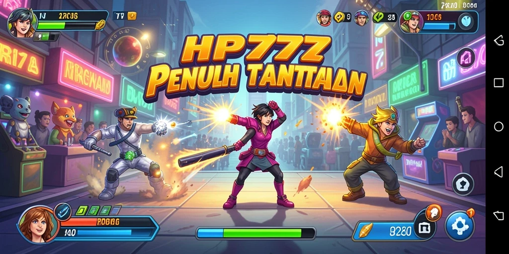 Tampilan utama HP777 menunjukkan grafis cerah dan kontrol intuitif.