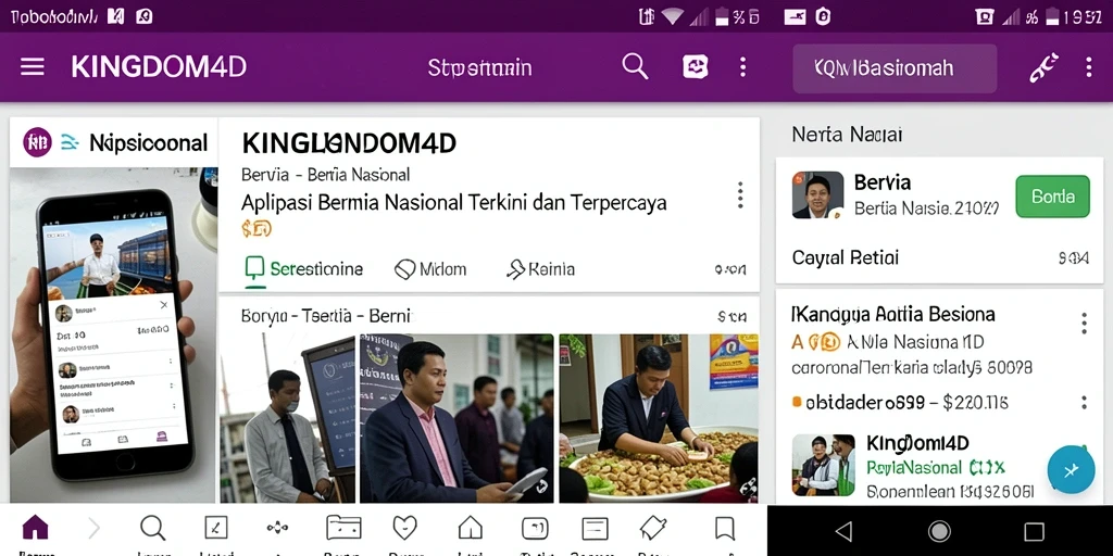 Tampilan antarmuka aplikasi KINGDOM4D yang menyediakan berita nasional.