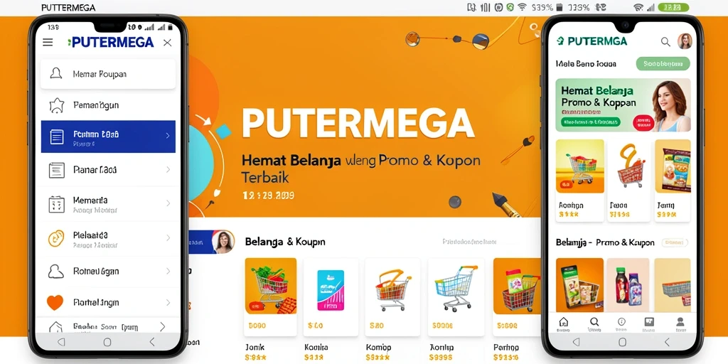 Antarmuka aplikasi PUTERMEGA menampilkan kupon dan promo yang menarik.