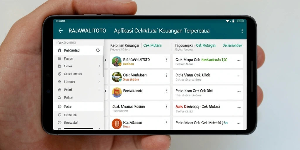 Antarmuka aplikasi RAJAWALITOTO untuk Cek Mutasi Keuangan.