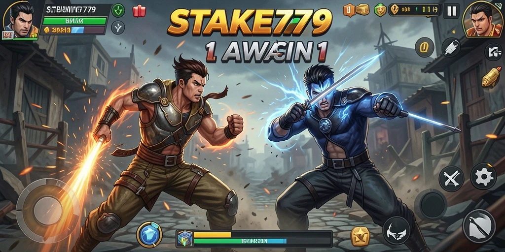 Screenshot STAKE779 menampilkan aksi pertarungan 1 Lawan 1 yang seru.